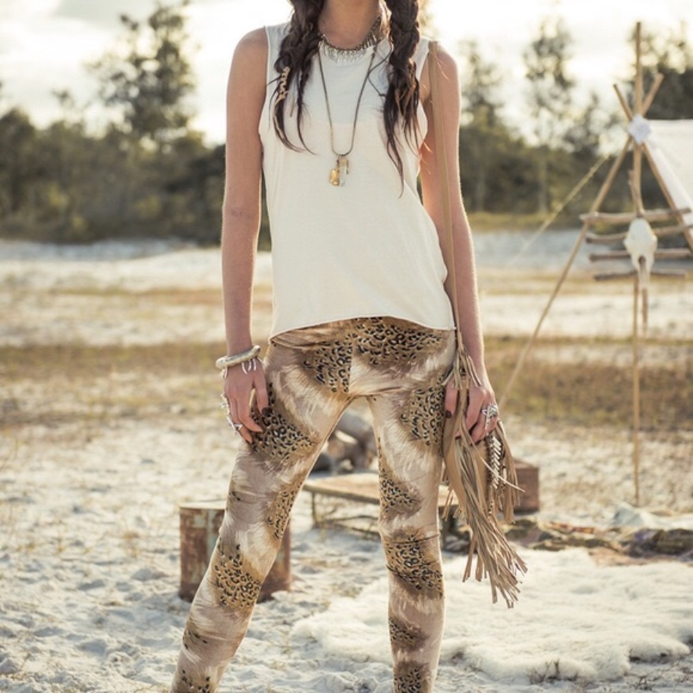 Spell Beige & Brown Animal-Print Leggings
